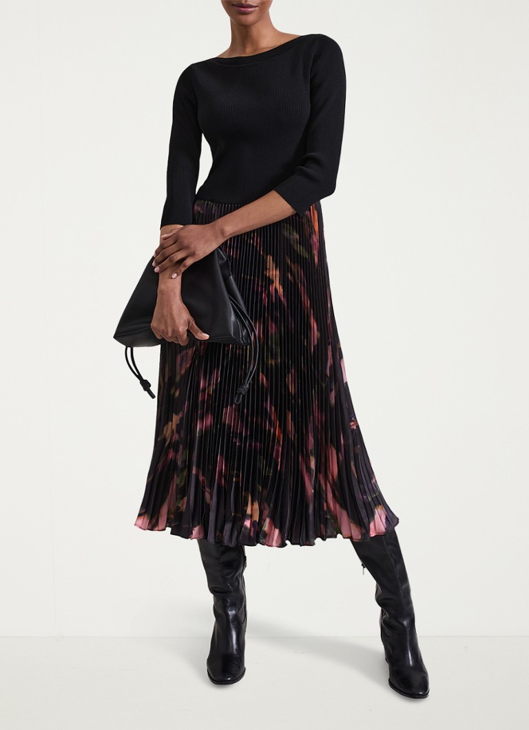 Vestido midi estampado y plisado Rhea de Phase Eight