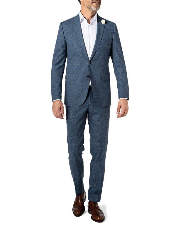 CG, Anzug, Slim Fit, Baumwolle-Schurwolle, dunkelblau meliert