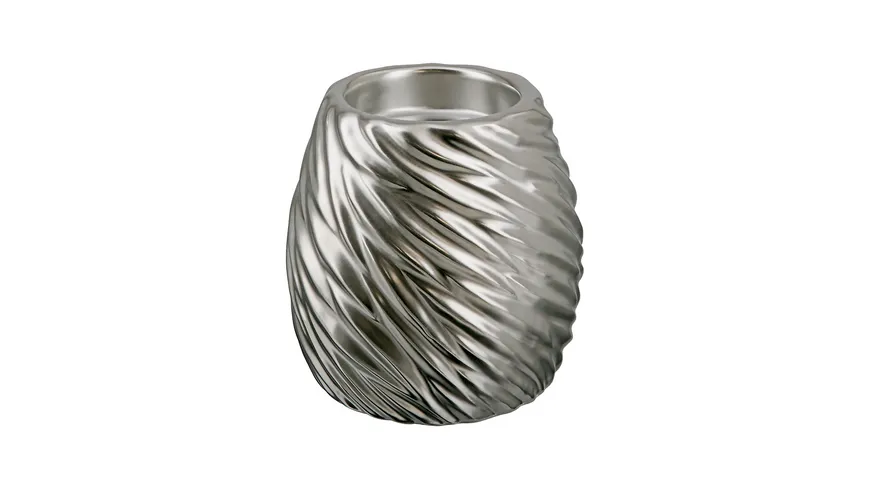 GILDE Teelichtleuchter Wave H=12cm Silberfarben