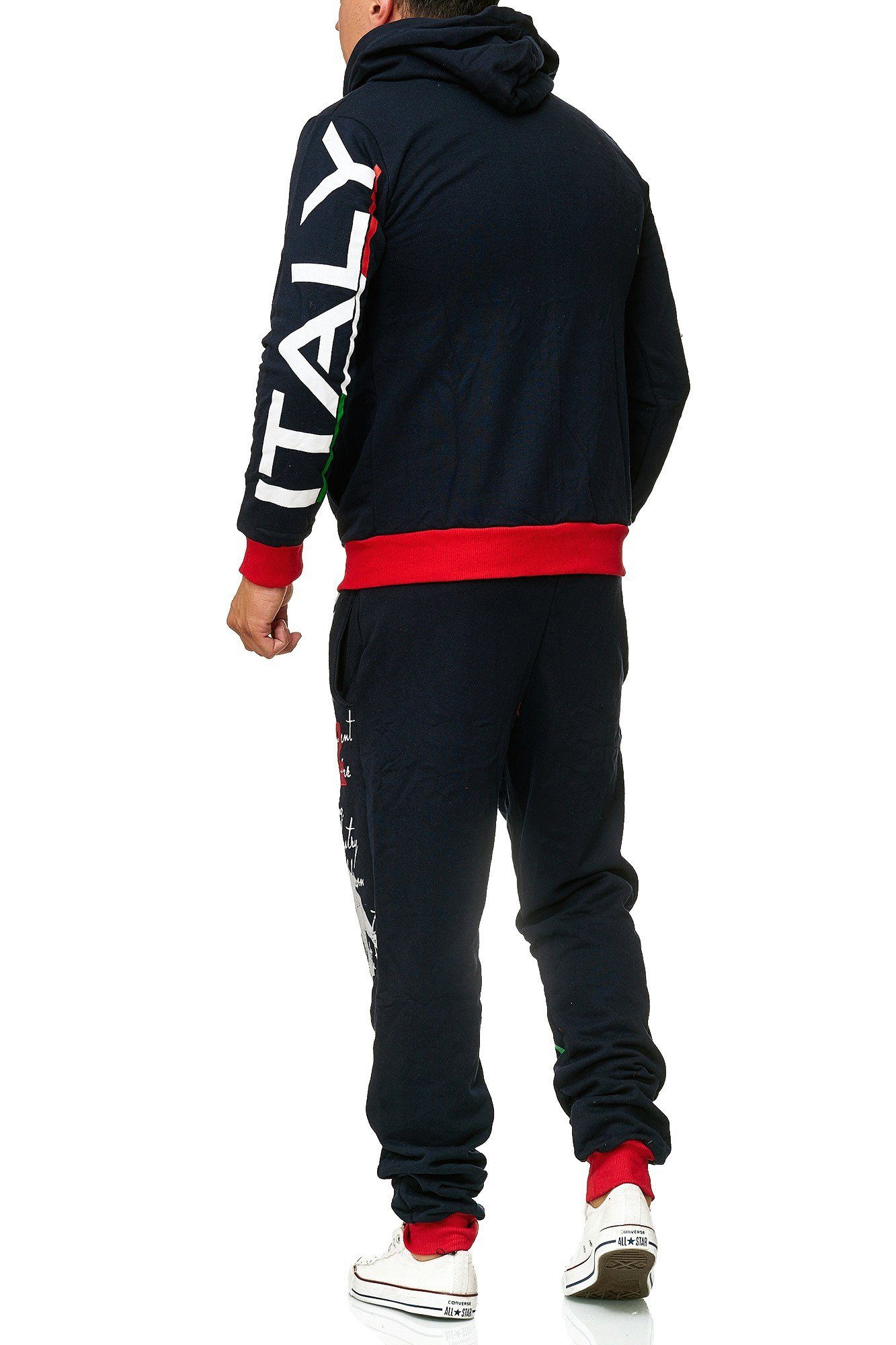 L.gonline Freizeitanzug Herren Jogging-ANZUG, Sporthose und Kapuzenjacke, Italy-Design 531-5 (Kapuzenjacke mit Reißverschluss, Hose, 2-tlg), Fitness Freizeit Casual
