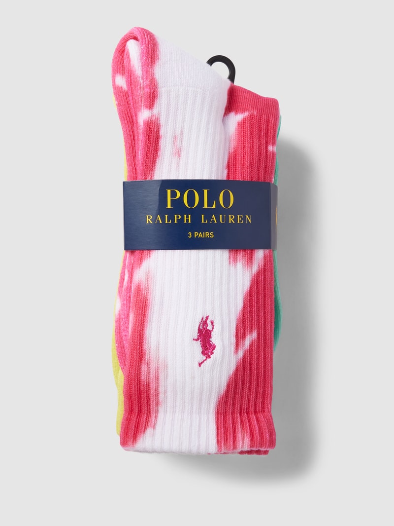 Socken in Batik-Optik im 3er-Pack Modell 'DYE' in gelb meliert