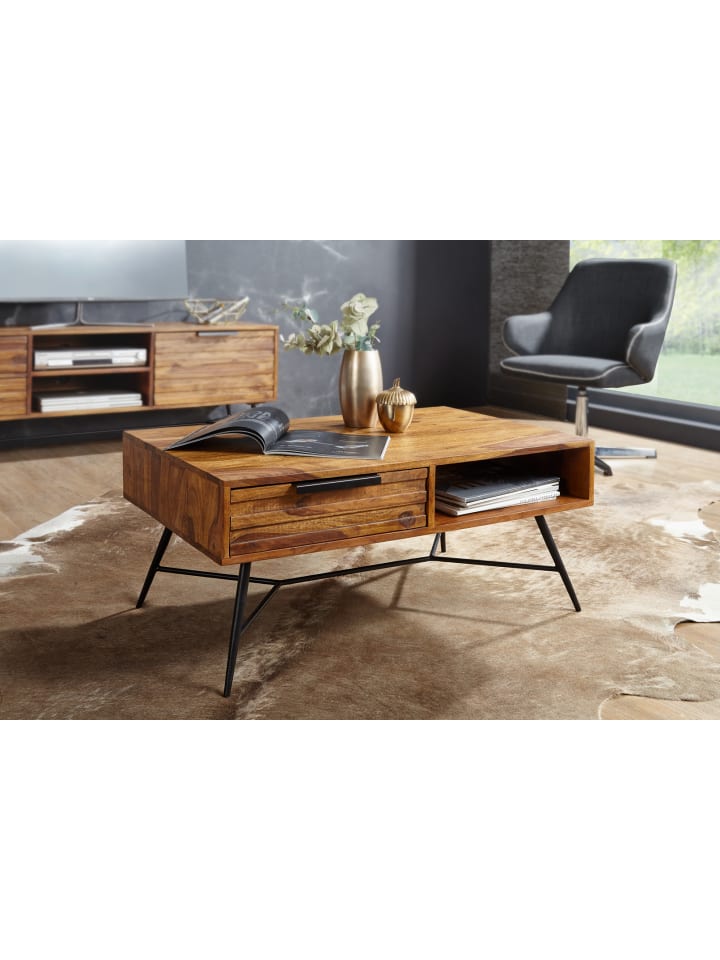 KADIMA DESIGN Couchtisch NISHAN 87 x 41 x 55 cm Massiv Holz, Design günstig kaufen onesize
