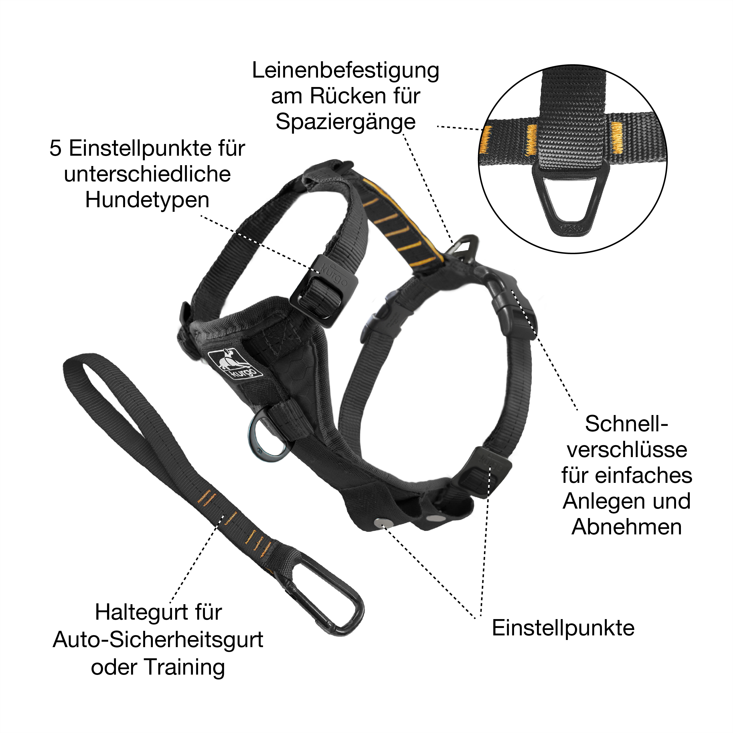Kurgo Hundegeschirre Kurgo Tru-Fit Smart Hundegeschirr XL