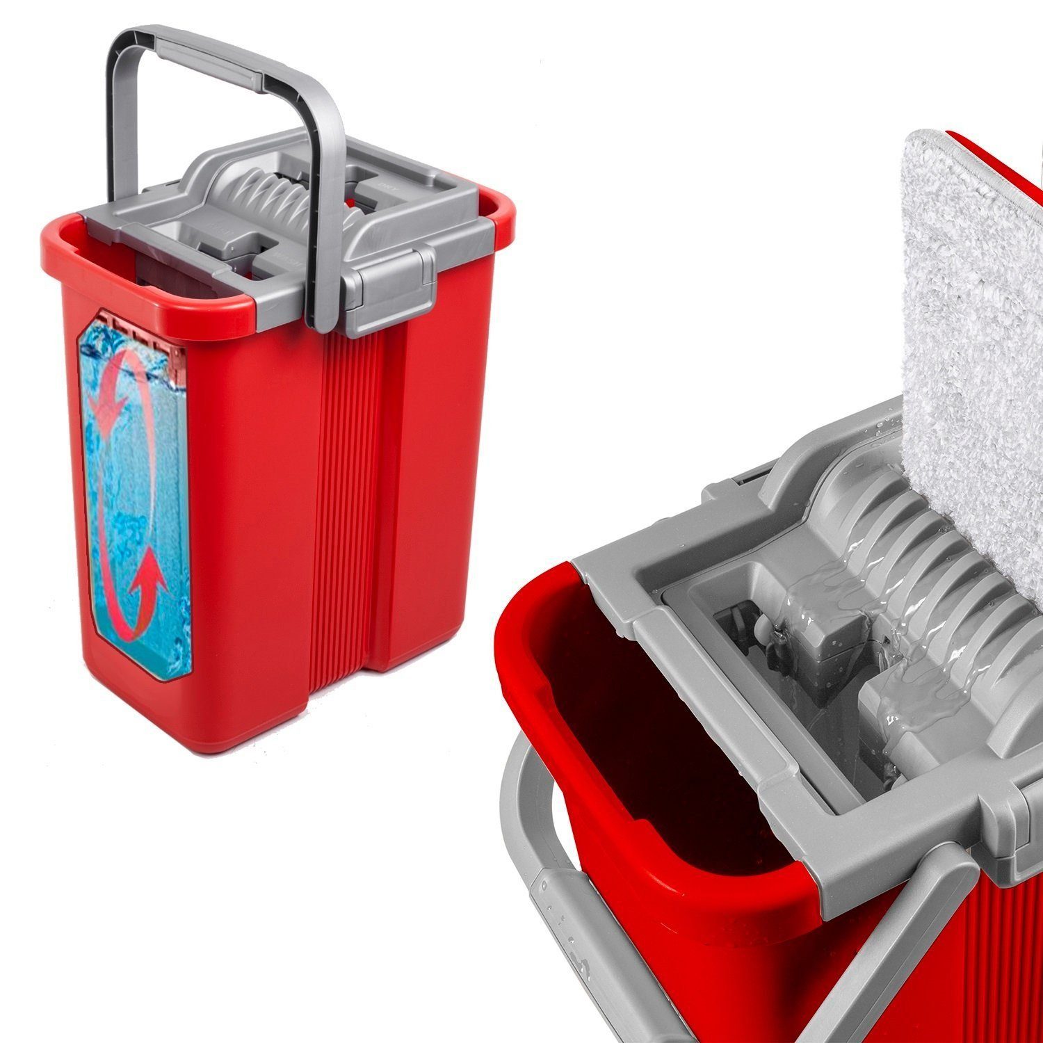 GreenBlue Wischmopp GB850, 8L-Eimer mit 2-Kammer-System zur Nass- u. Trockenreinigung