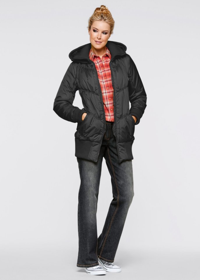 Steppjacke mit breitem Komfortbund und Kapuze