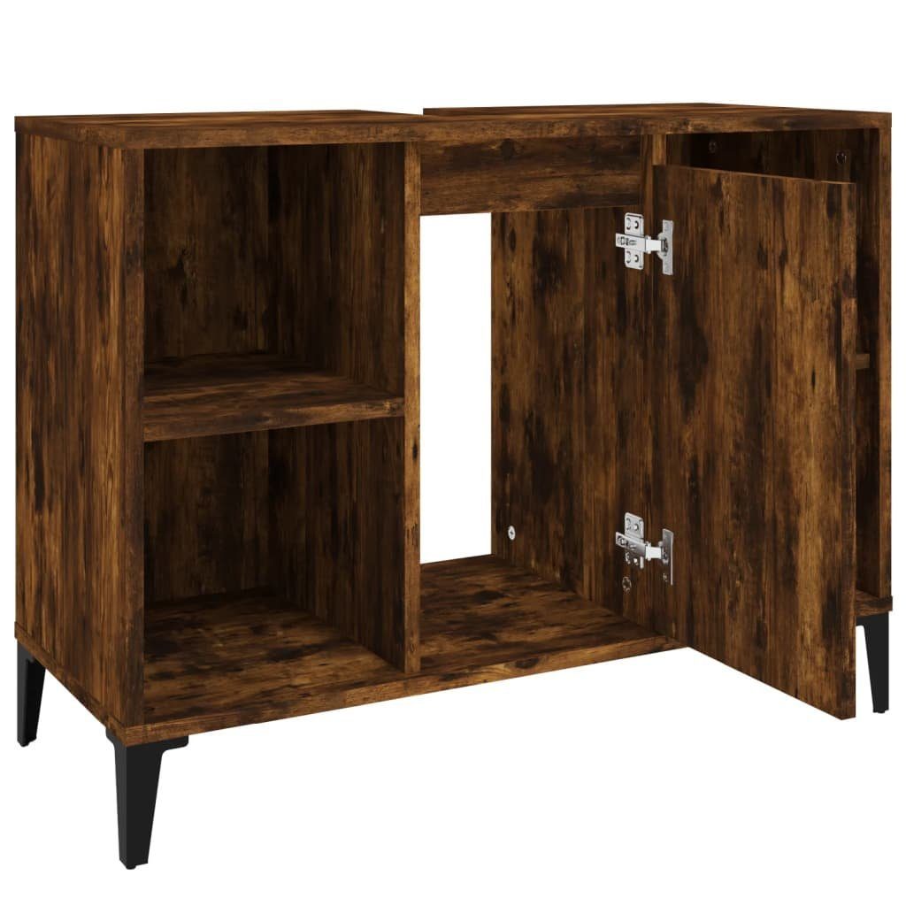 vidaXL Badezimmerspiegelschrank Waschbeckenunterschrank Räuchereiche 80x33x60 cm Holzwerkstoff (1-St)