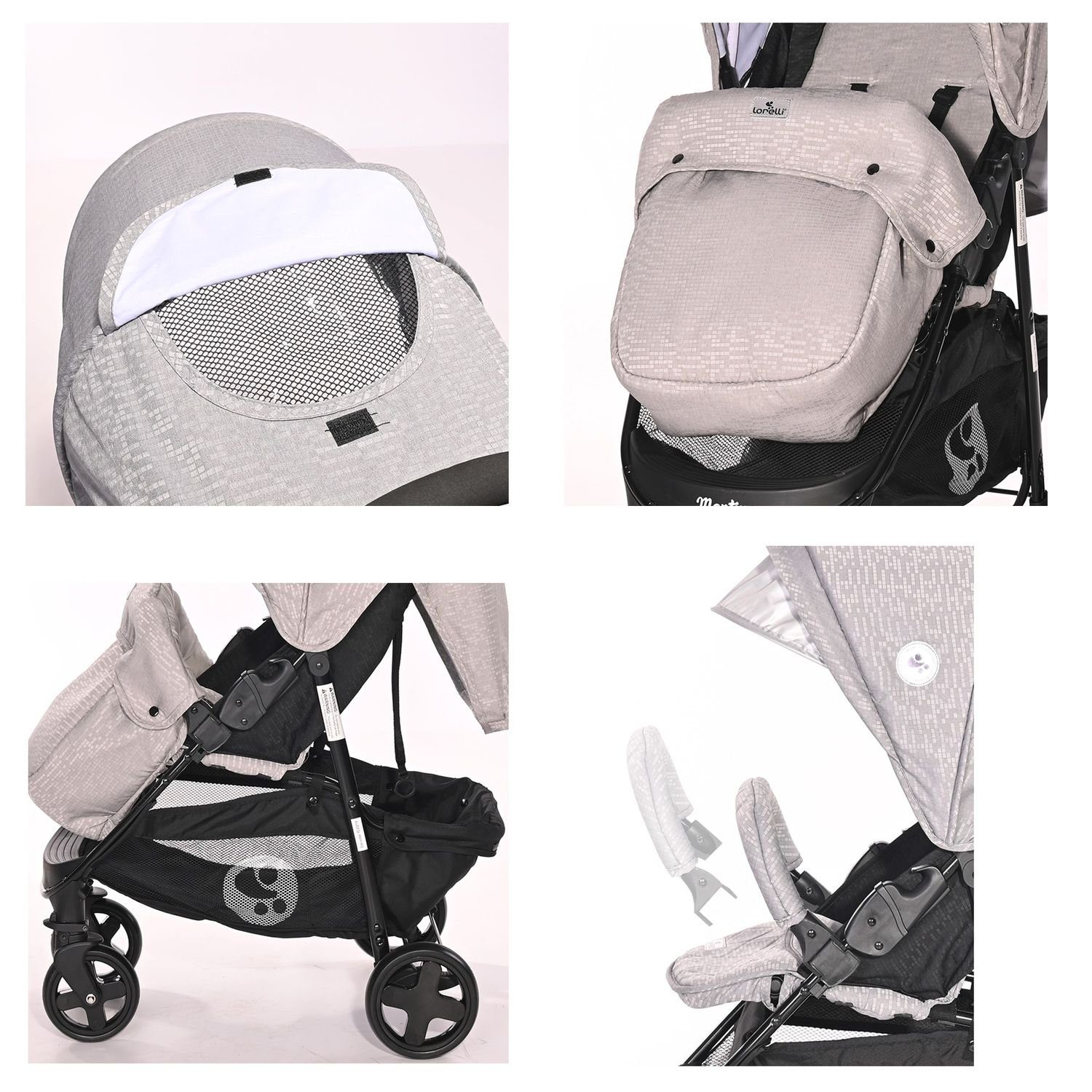 Lorelli Kinder-Buggy Kinderwagen Buggy Martina, Fußabdeckung, Frontbügel abnehmbar, Sonnendach