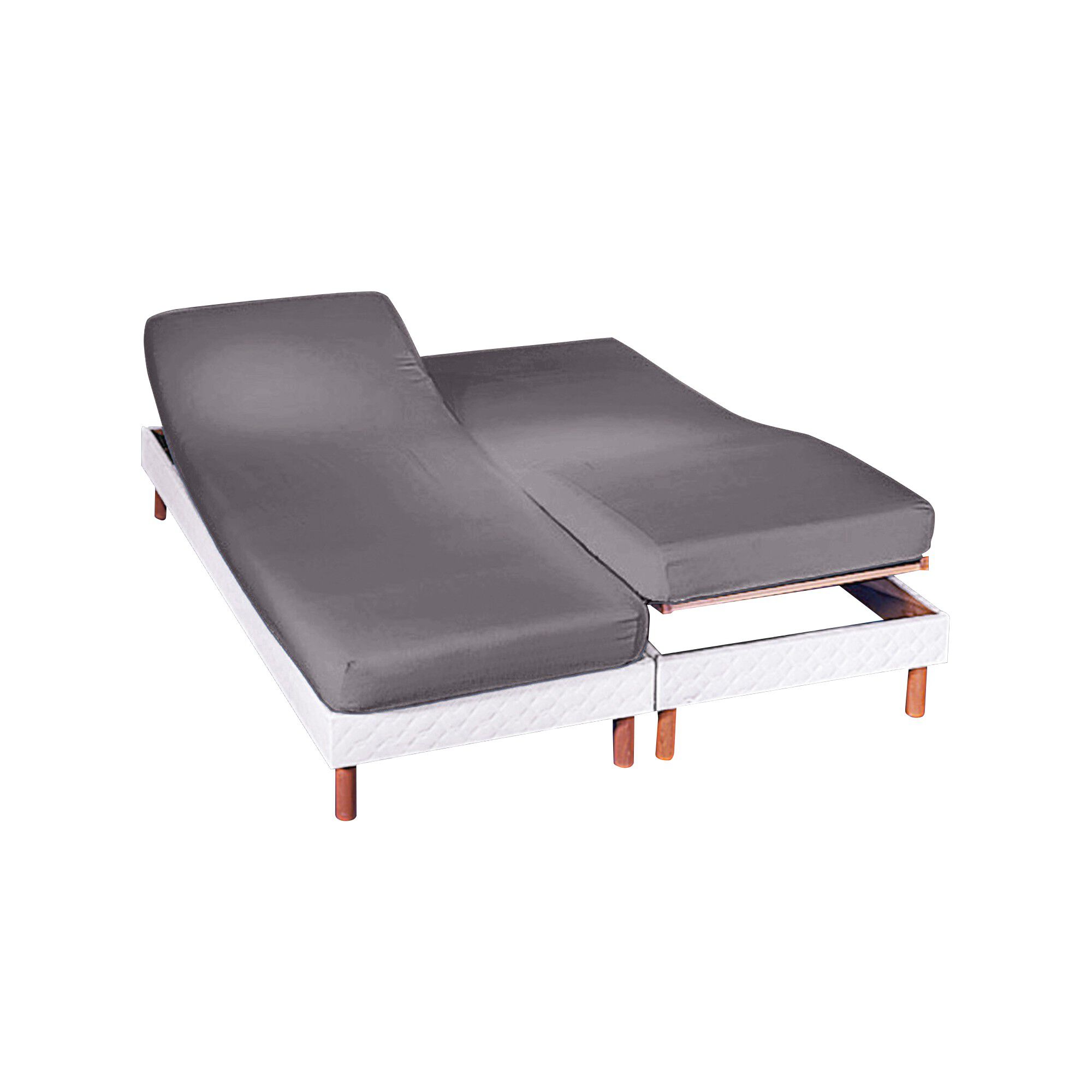 Drap-housse uni sommier articulé flanelle bonnets 26 cm