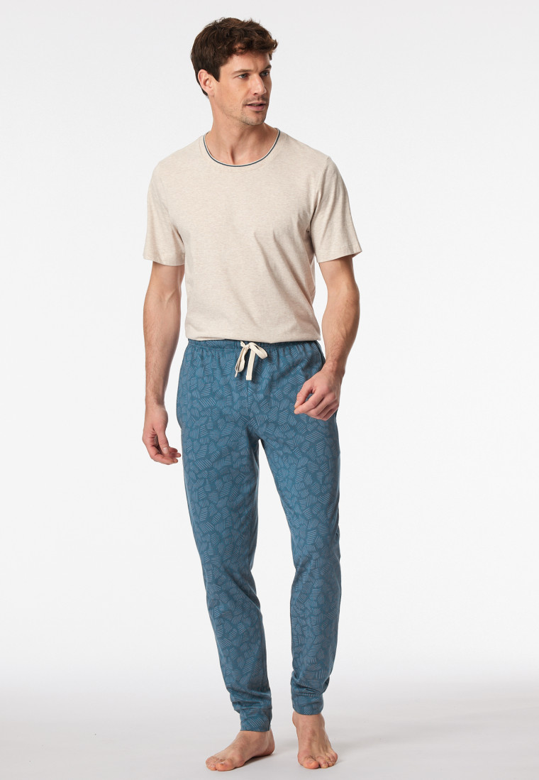 Hose lang Jersey Bündchen jeansblau gemustert - Mix+Relax