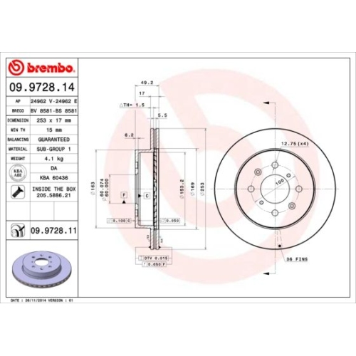 09.9728.11 BREMSSCHEIBE BREMBO VA  VP2 - ATU