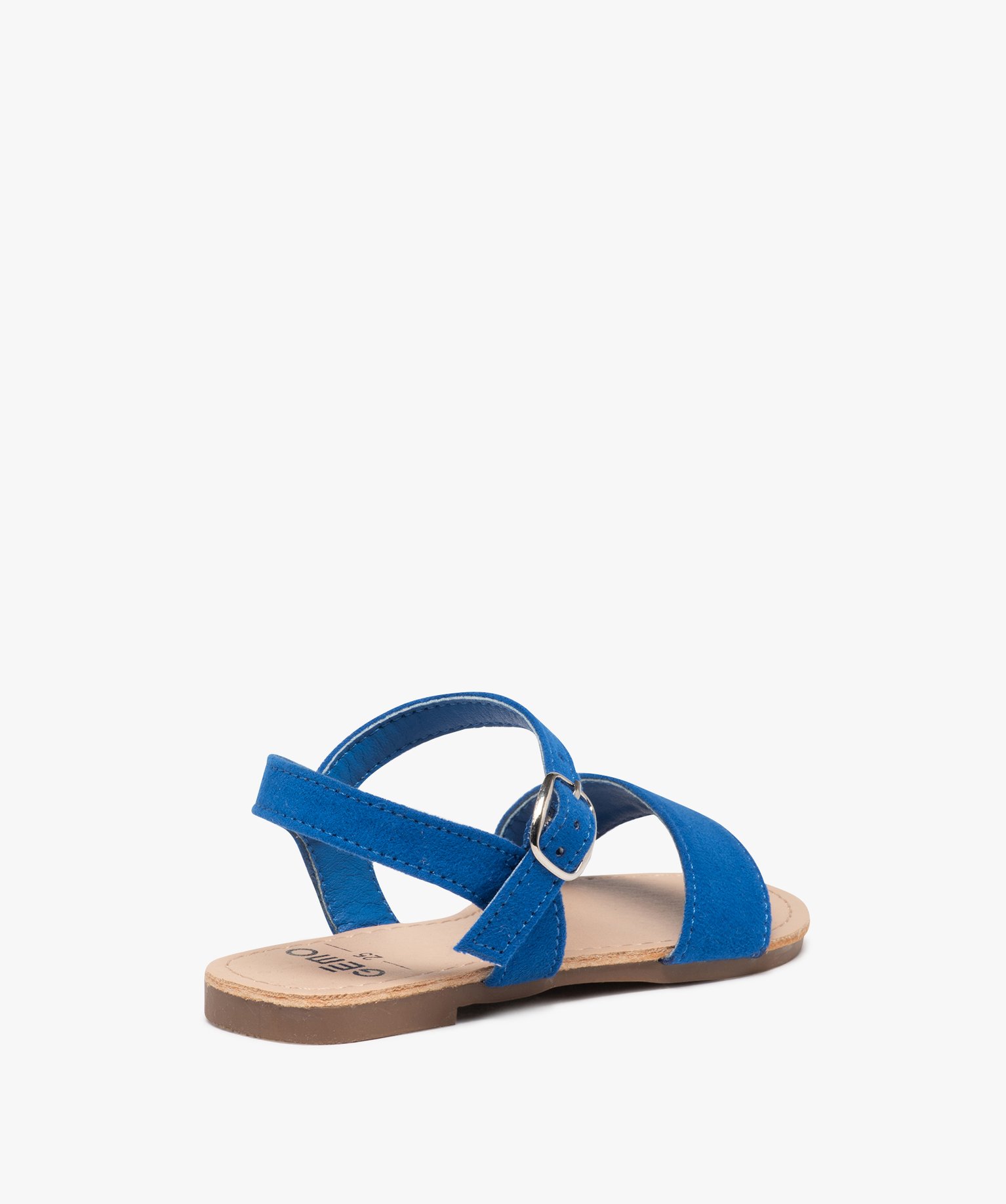 Sandales fille à brides en suédine unie bleu | GEMO
