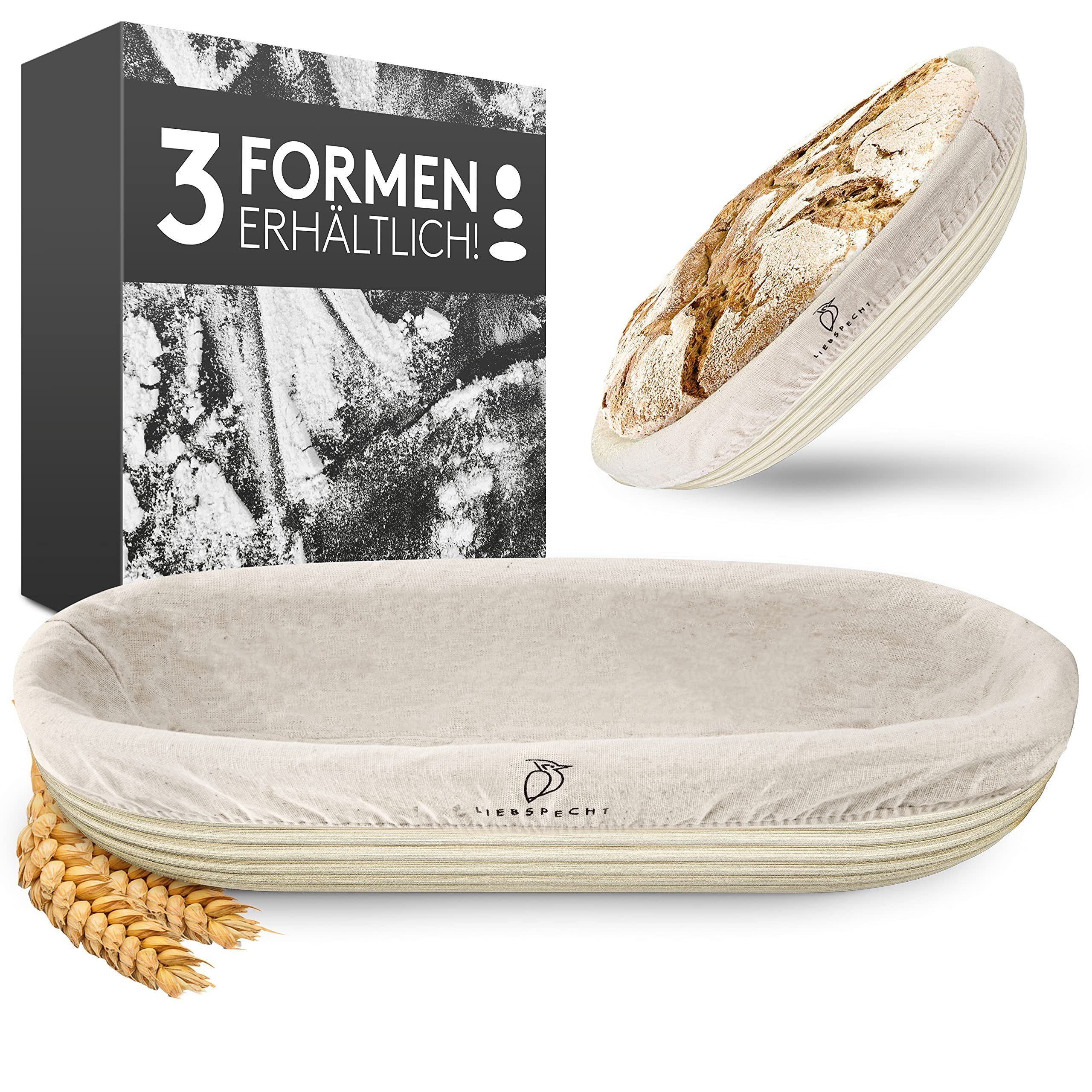 Liebspecht Gärkorb Gärkorb - Peddigrohr mit waschbarem Leineneinsatz, Oval 35cm Rattan & Korb