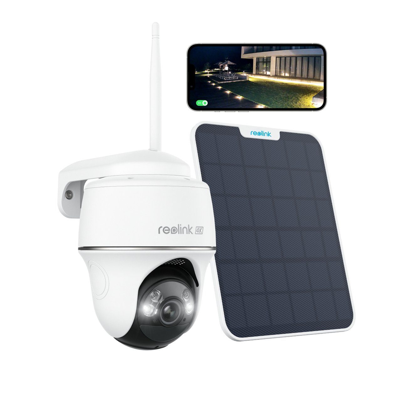 Reolink 4K 8MP Smarte kabellose Argus Series B440 Überwachungskamera (Außenbereich, 5/2,4 GHz Dualband WLAN, Spotlight, 4K, Personen-/Fahrzeugerkennung)