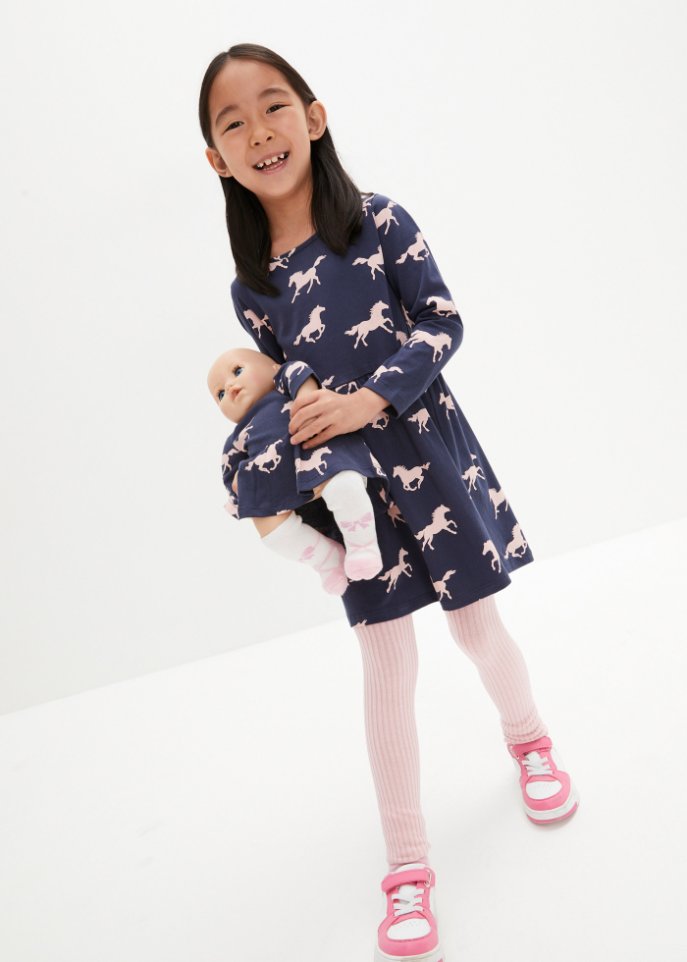 Mächen Jerseykleid mit Puppenkleid (2-tlg. Set)