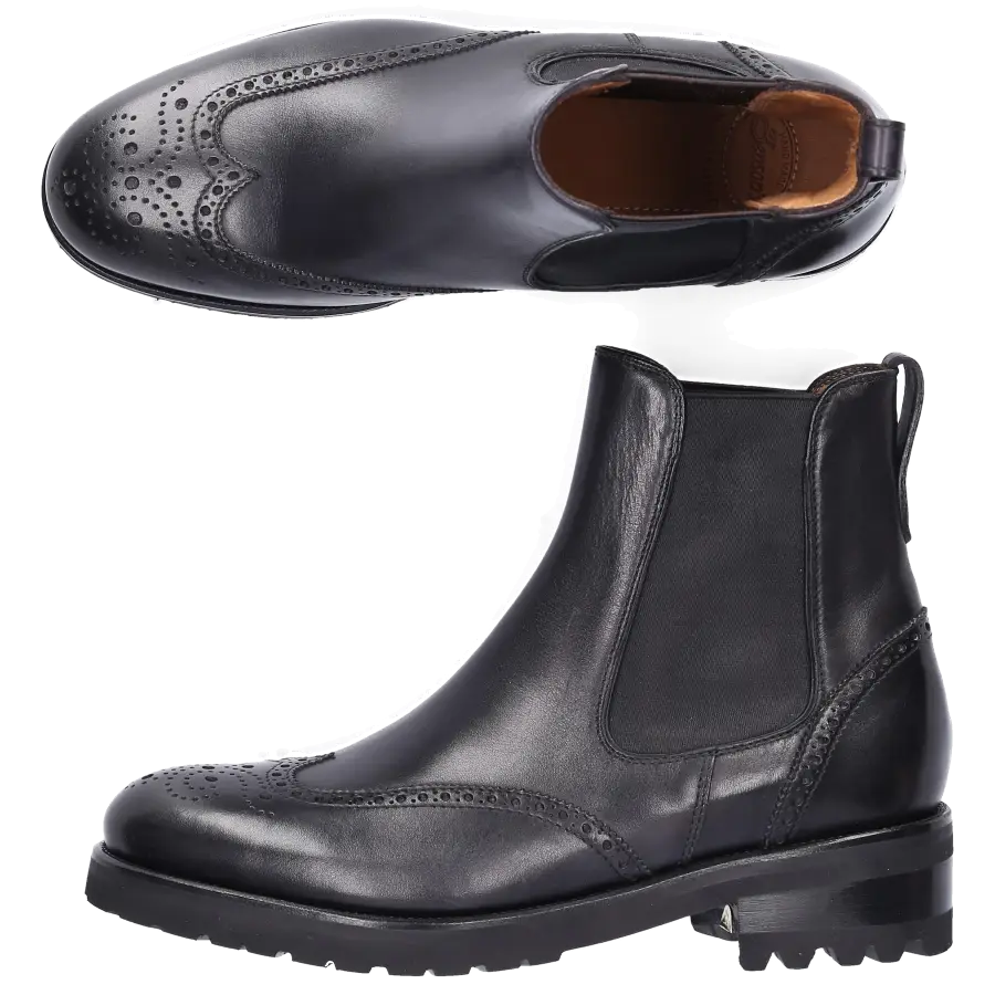 Benson's - Chelsea Boots ASCOT Kalbsleder Lochmuster schwarz - schwarz