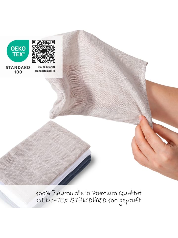 Makian Mull-Waschhandschuh 6er Pack 15 x 20 cm - Graphit / in beige,grau günstig kaufen onesize