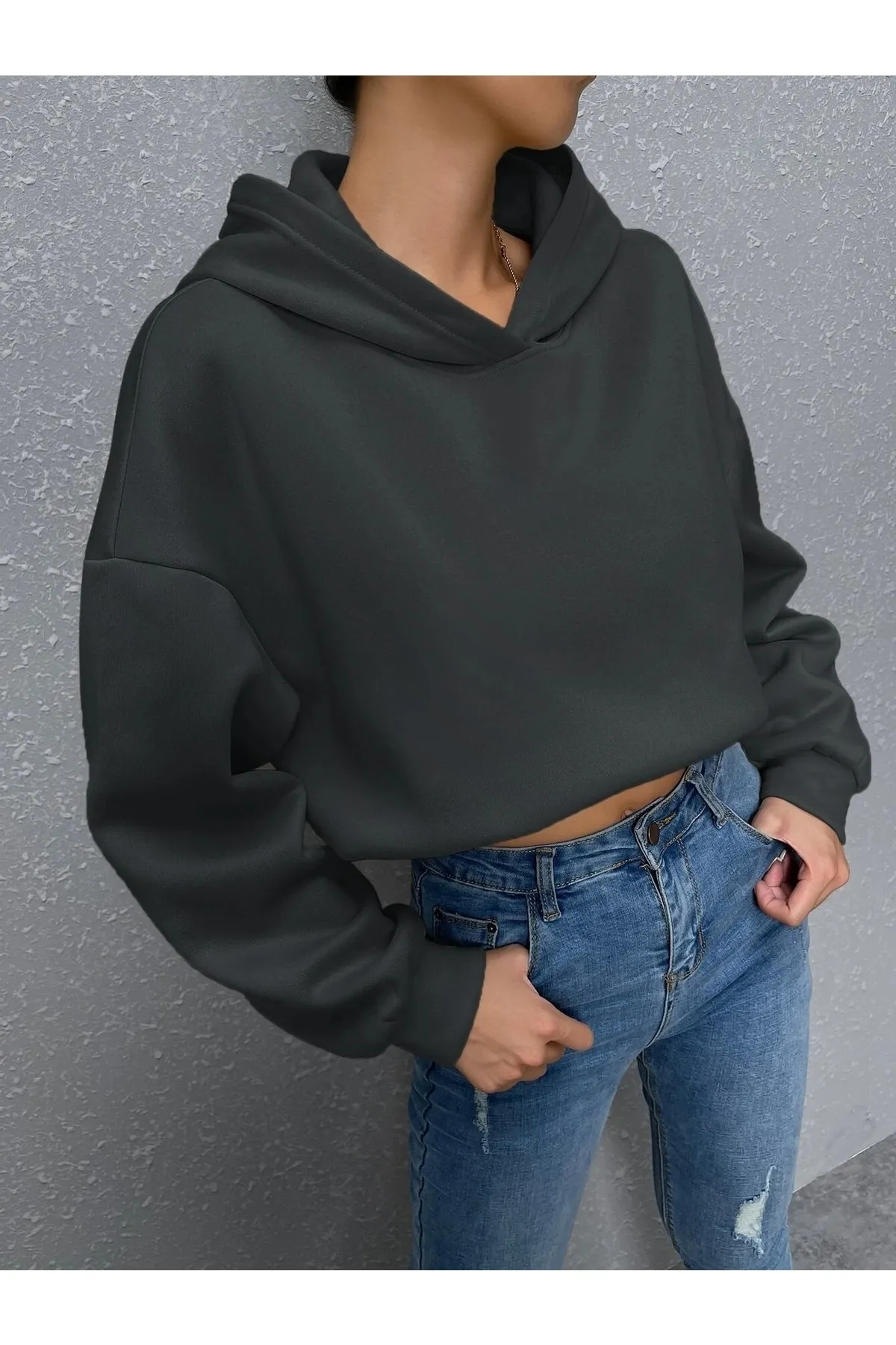 Know  Geräuchertes Reverse Plain Nothing bedrucktes Oversize-Sweatshirt für Damen