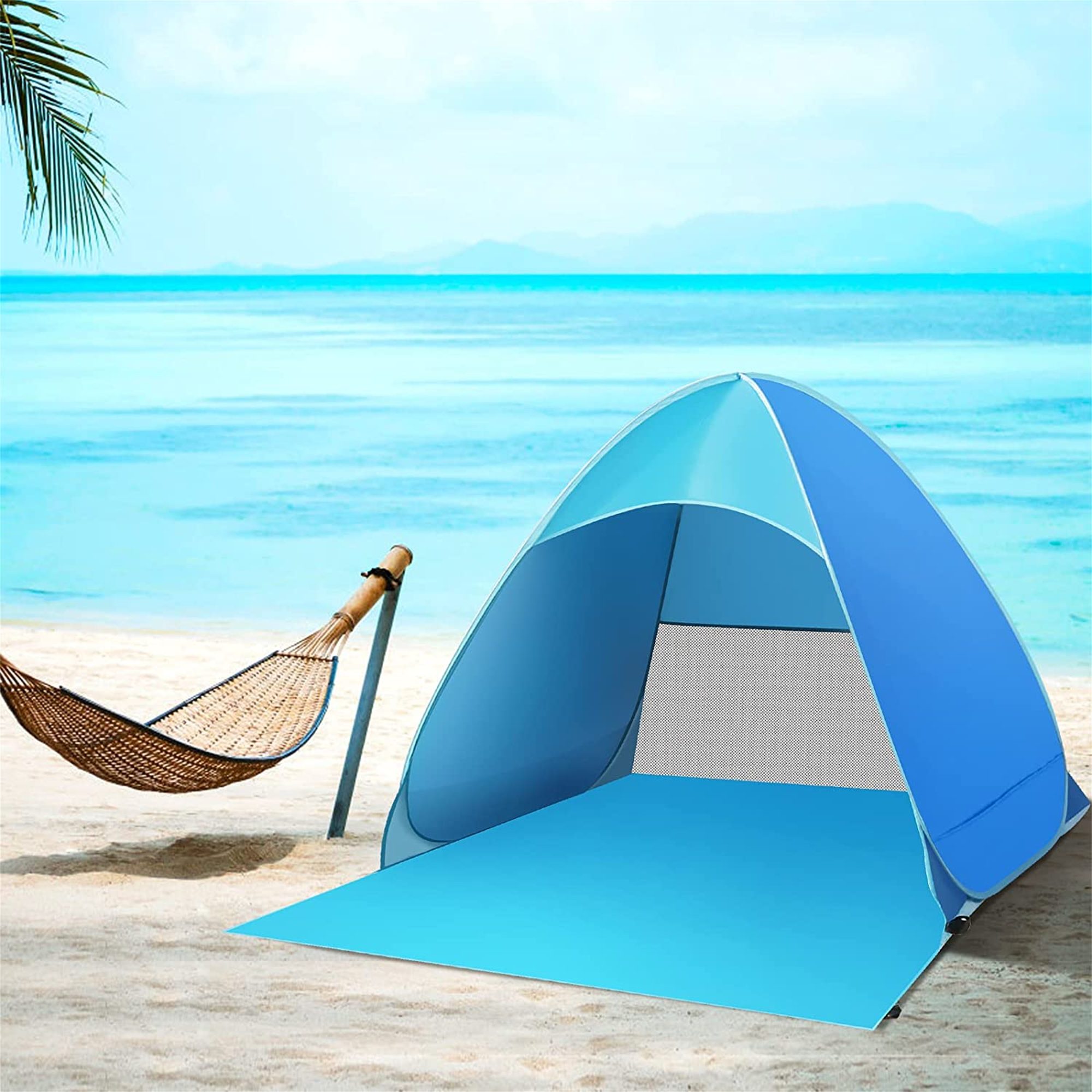 flowgoer Strandmuschel Automatisches Freizelt, Personen: 3 (set, SPF 50), 165 x 150 x 110 cm, UV-Schutz