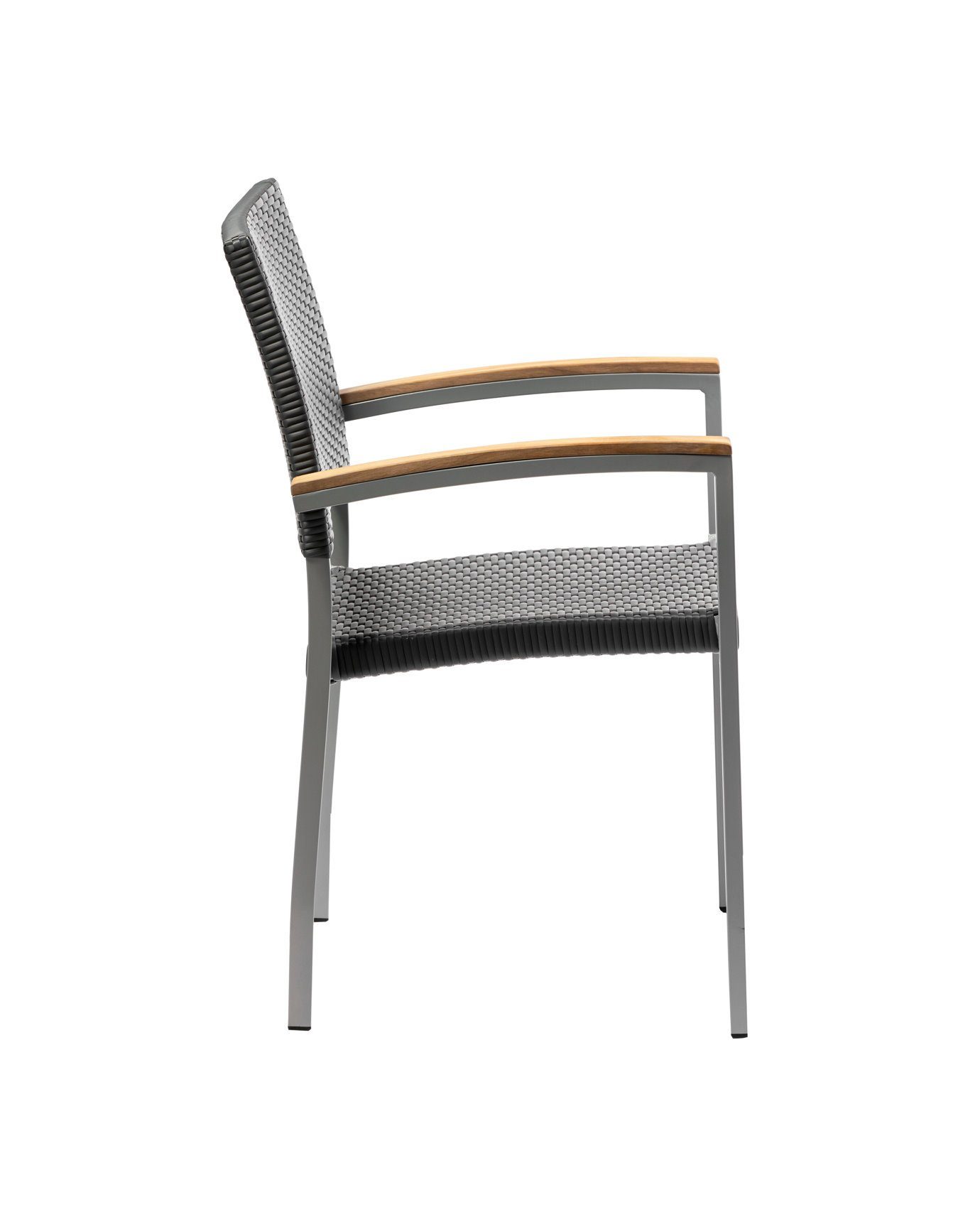 Konway Stapelstuhl BORNEO (4 St), 4x KONWAY® BORNEO Stapelsessel Schiefergrau Polyrattan Sessel