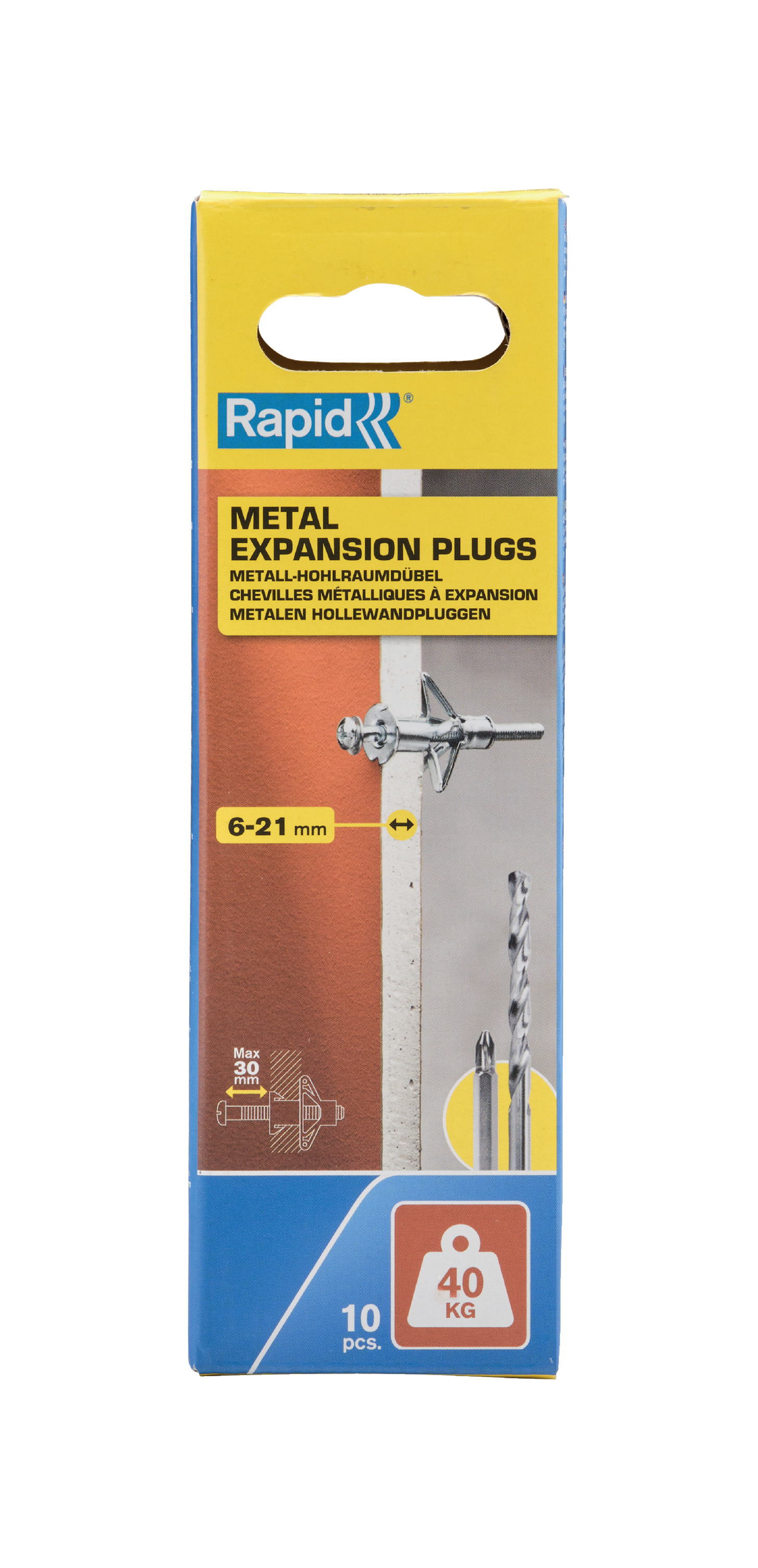 Rapid 5001550 Hollow wall plug for 6-21 mm panel thickness, 40 kg load capacity