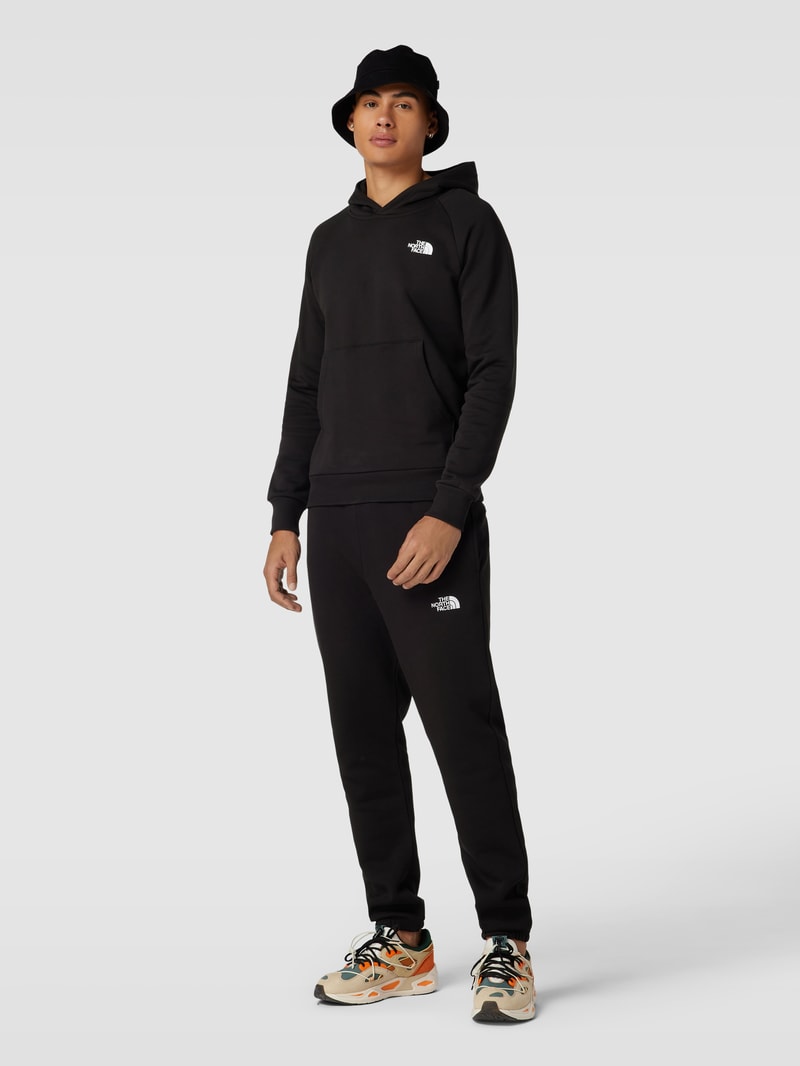 Hoodie mit Label-Print Modell 'RAGLAN' in schwarz