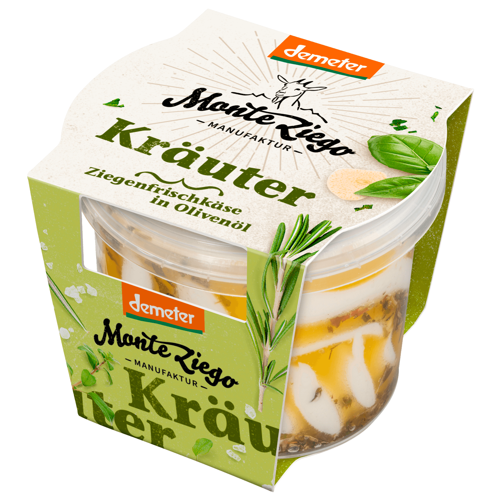 Monte Ziegro Bio Ziegenfrischkäse in Olivenöl Kräuter 115g