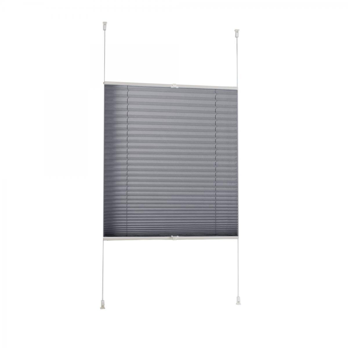 Bella Casa Klemmfix Plissee verspant, Fensterdekoration, verdunkelnd, 45 x 130 cm grau