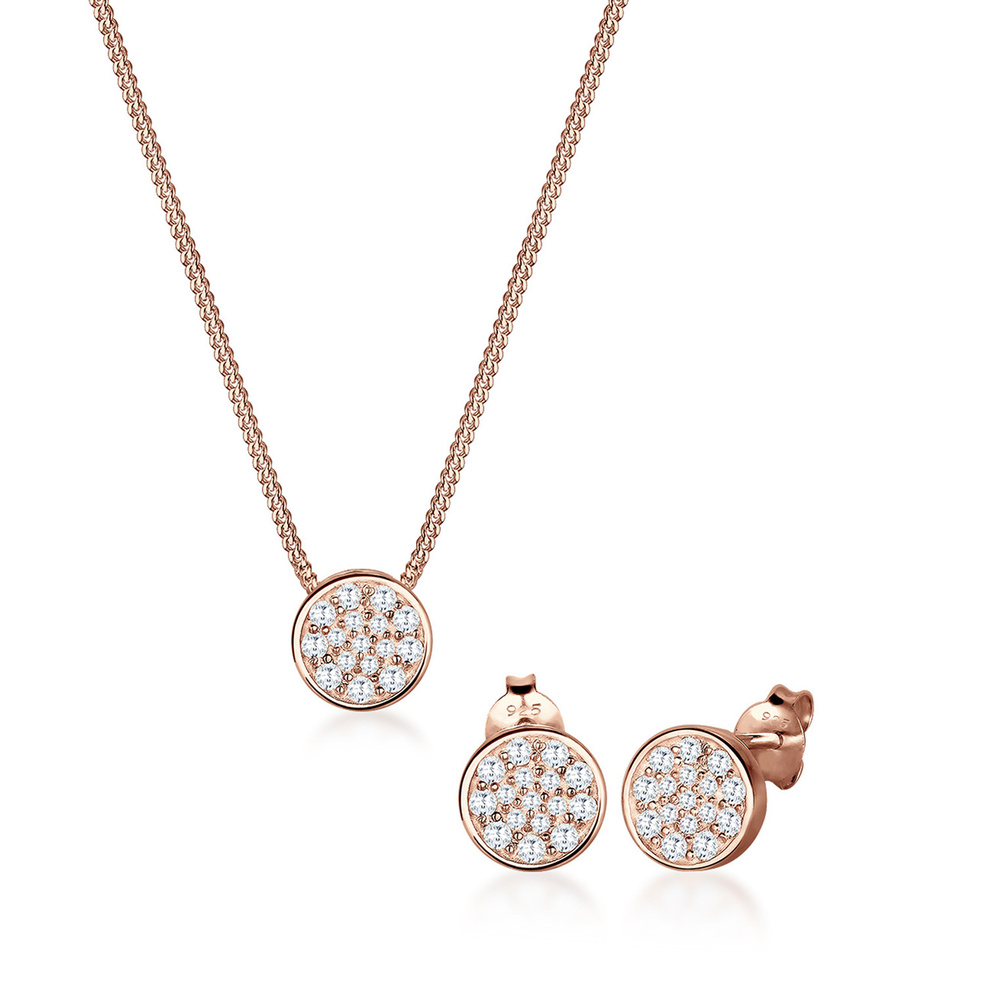 Elli Elli Ensemble de Bijoux Rond Femme  Argent (925/1000) Cristaux de Zircone Bijoux