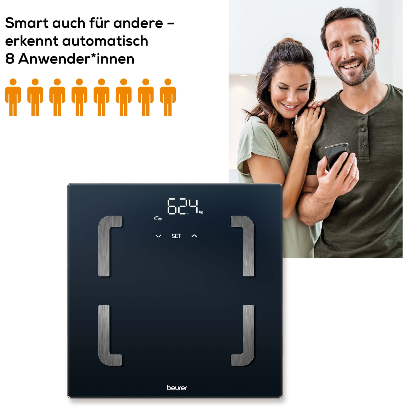 Beurer Diagnosewaage BF 880 WIFI-Diagnosewaage mit App Verknüpfung und umfangreicher Analysefunktion