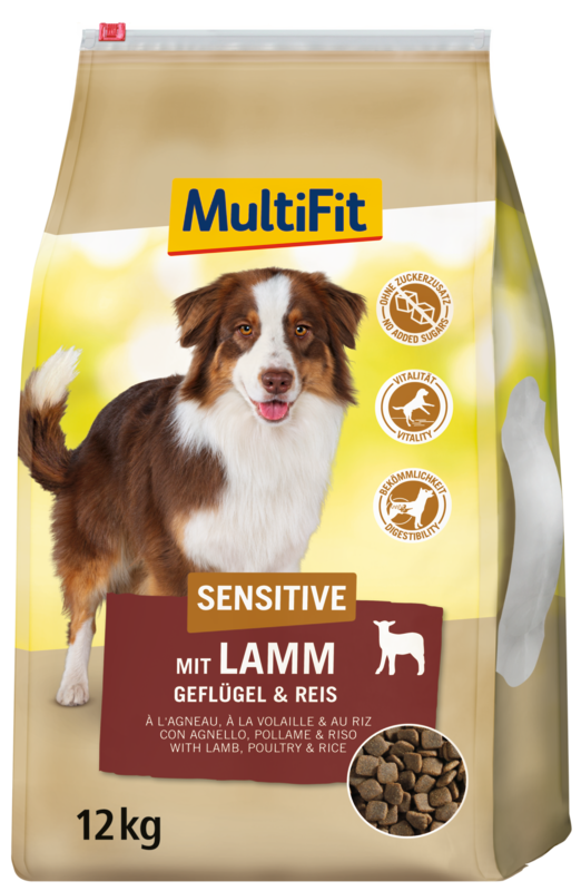 MultiFit Hundetrockenfutter MultiFit Sensitive Adult mit Lamm, Geflügel & Reis 12 kg