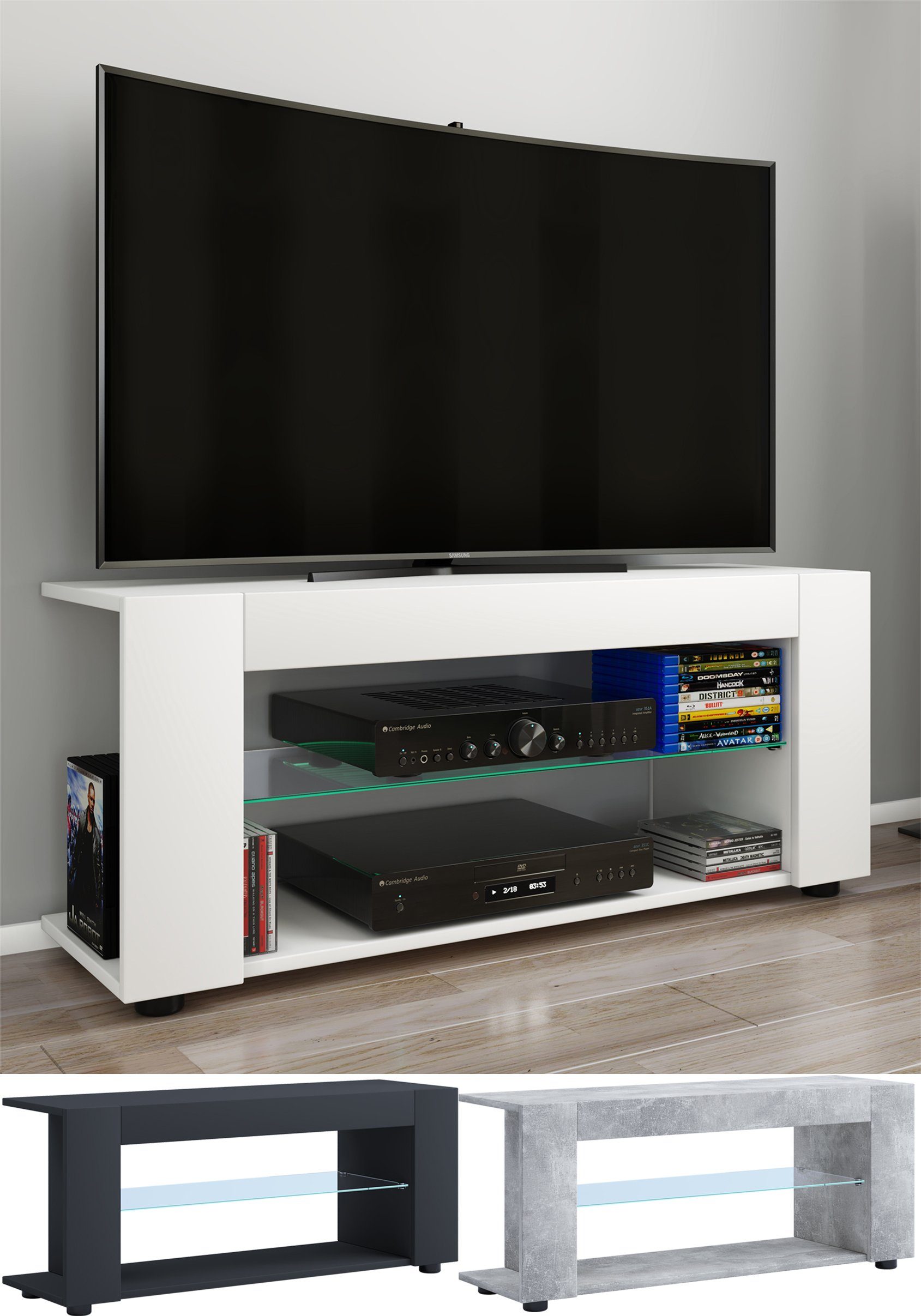 VCM TV-Board TV Lowboard Fernsehschrank Konsole Plexalo XL