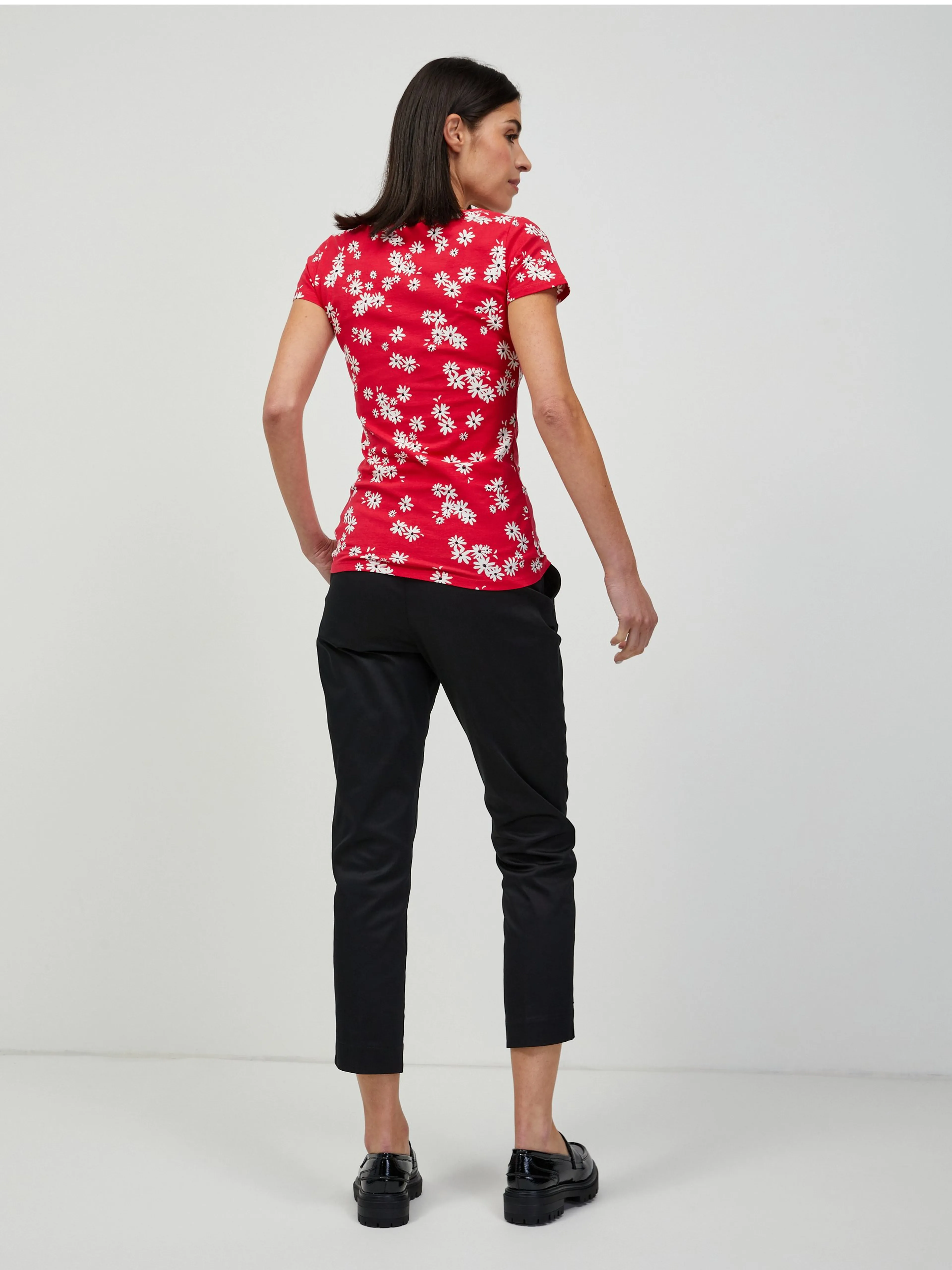 Rotes geblümtes T-Shirt ORSAY