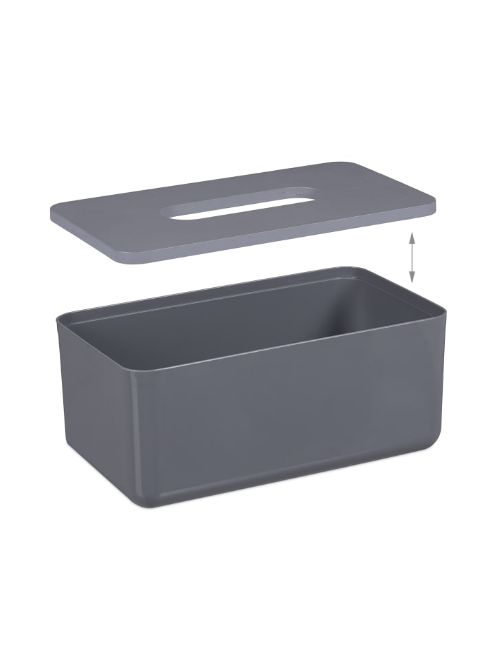 relaxdays Tücherbox in Grau - (B)23 x (H)10 x (T)13 cm günstig kaufen onesize
