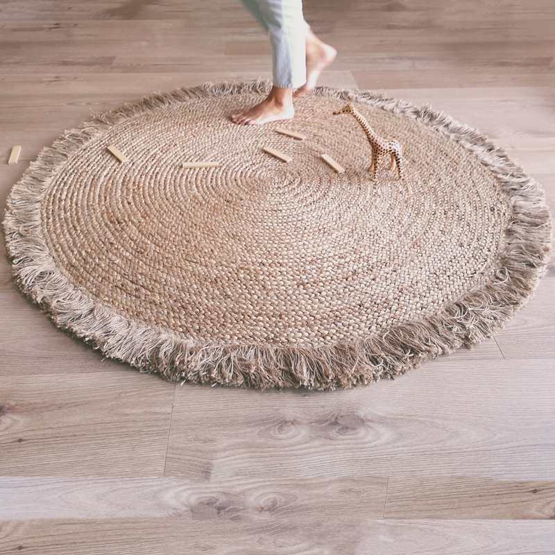 Tapis jute avec franges 140cm TERRA