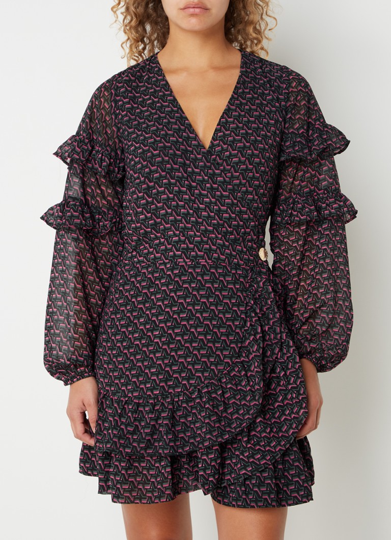 Vestido túnica corto Vanna de NIKKIE con volantes y estampado.