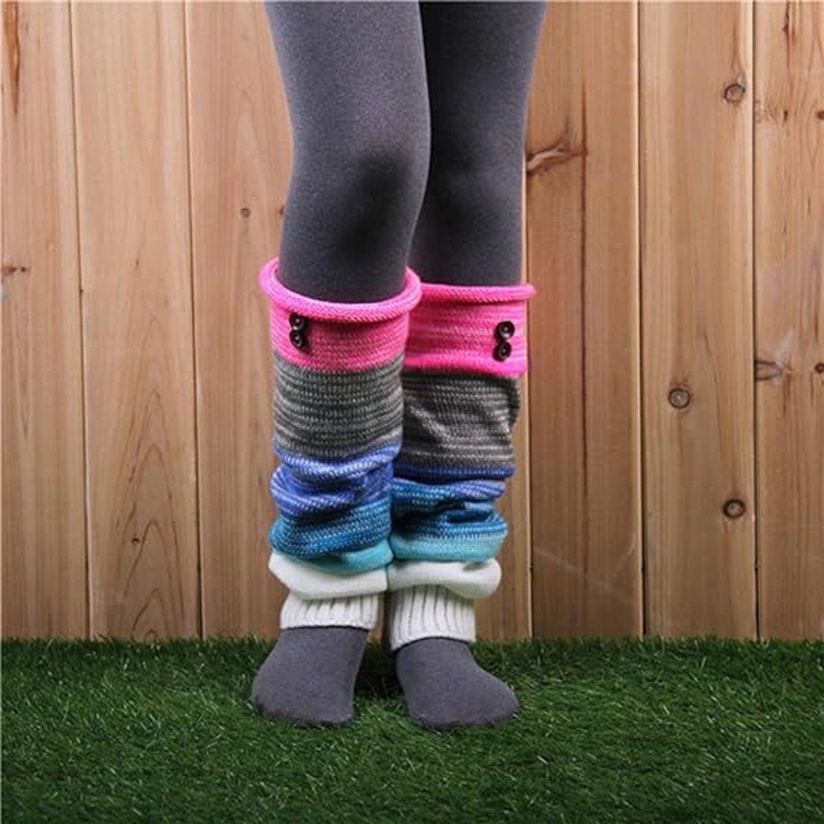 Jormftte Beinstulpen Stulpen Damen Lange Winter Beinwärmer Gestrickt Verdicken Beinstulpen
