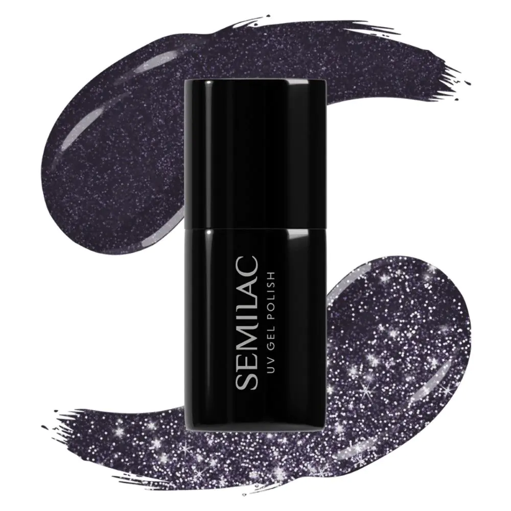 „Semilac“ UV hibridinis nagų lakas, 399 Tamsus ir Sparkle