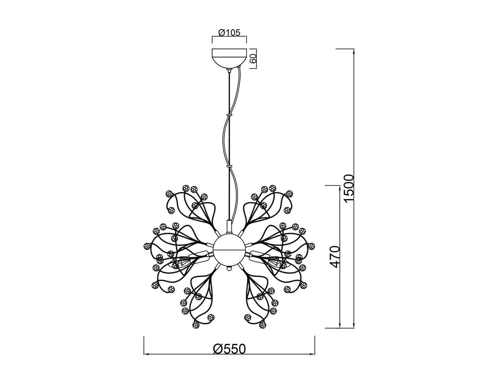 meineWunschleuchte LED Pendelleuchte, Dimmfunktion, LED wechselbar, warmweiß, ausgefallene Designer Kristall-lampe für Treppenhaus & Galerie, Ø 55cm