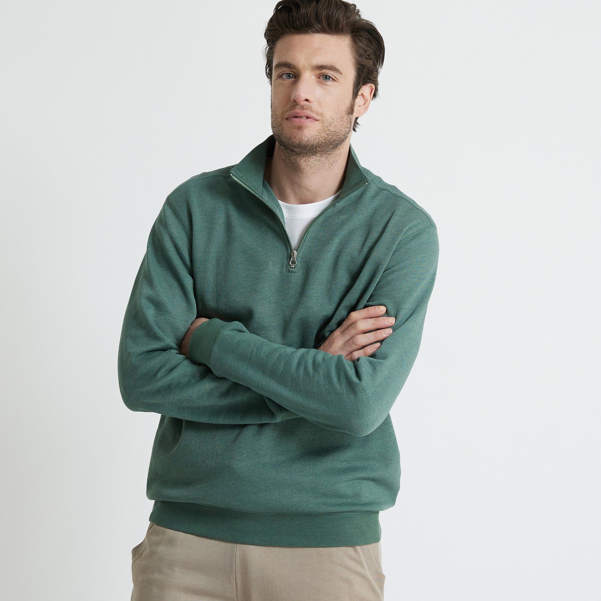 Sweat molleton col camionneur zippé