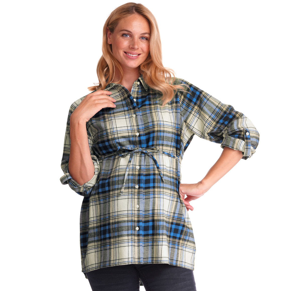 Damen Umstands-Hemdbluse mit Bindeband