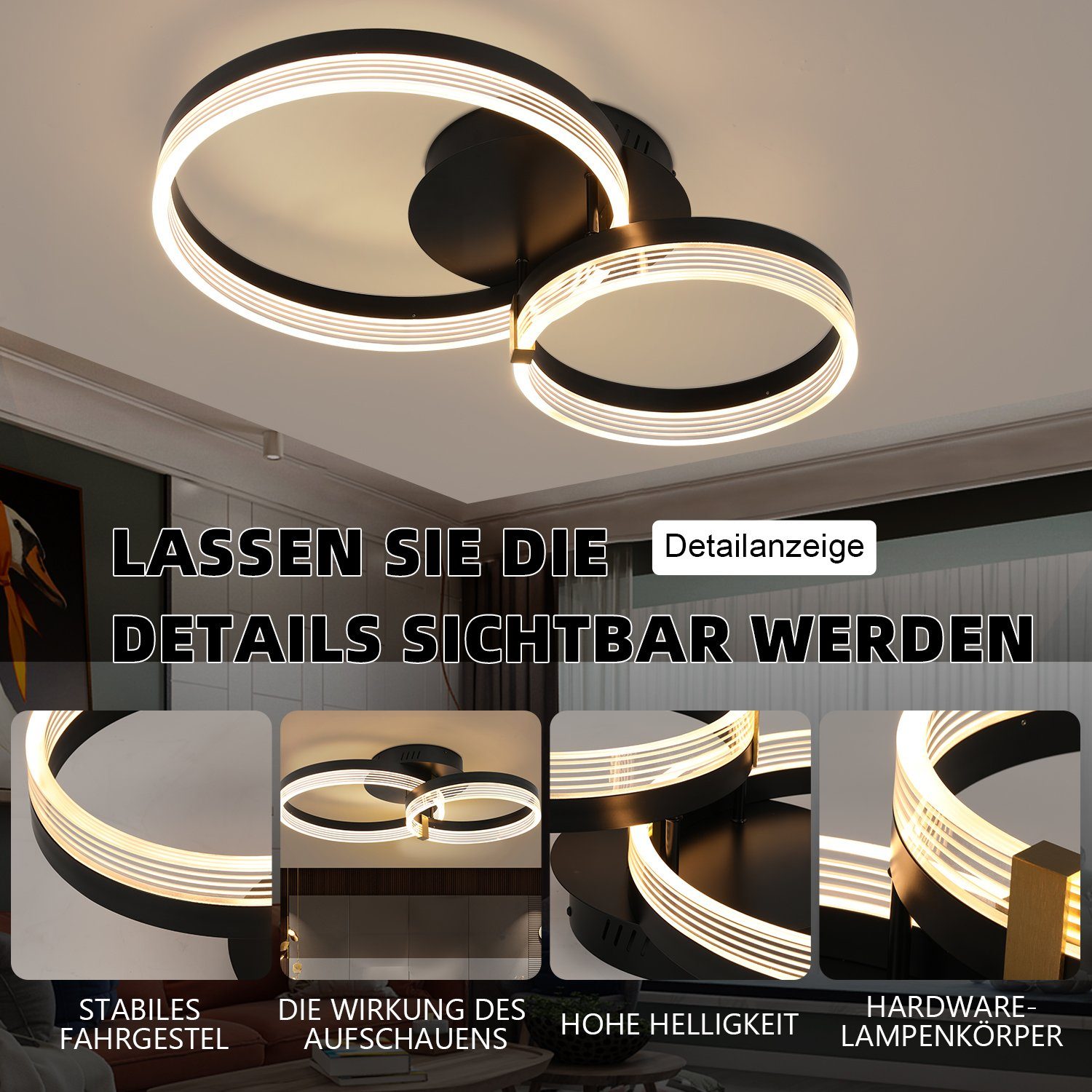 iscooter Deckenleuchte LED Deckenleuchte Dimmbar 3000K - 6500K, 42W Moderne LED Deckenleuchte, LED fest integriert, Warmweiß, Neutralweiß, Kaltweiß, für Schlafzimmer, Küchen, Flure, Haustüren, Kinderzimmer, φ30+40+50cm