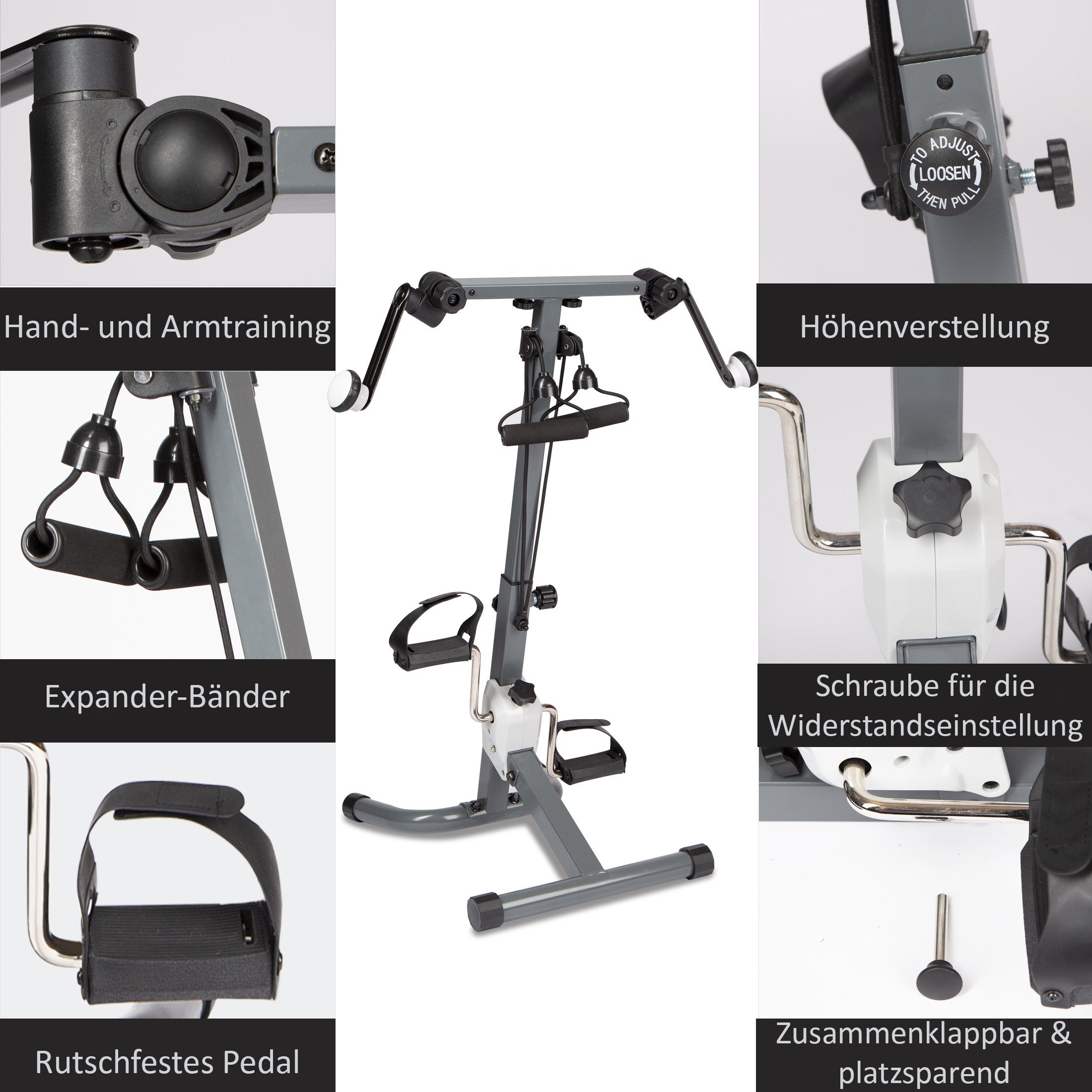 Zoomyo Heimtrainer Mini Crosstrainer, kompakter Heimtrainer zur Nutzung bei der Arbeit (Pack, rutschfeste Beschichtung), Scheibentyp-Kurbel