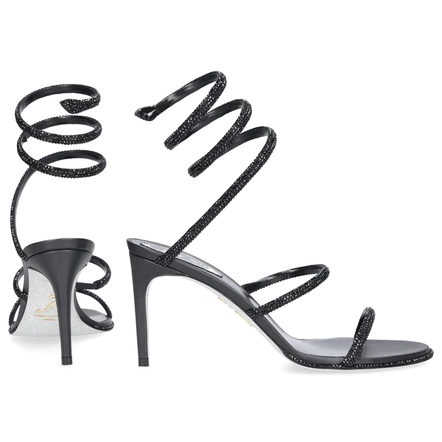 Rene Caovilla - Sandalen CLEO Satin - schwarz