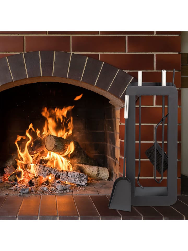relaxdays 5-teilige Kamingarnitur in Schwarz günstig kaufen onesize