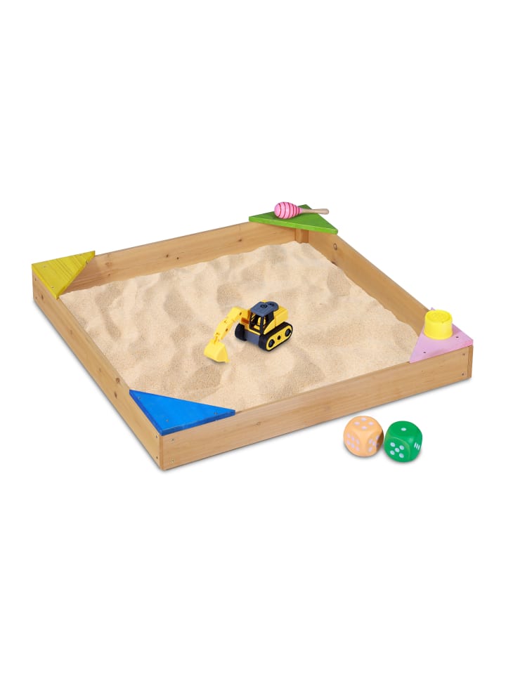 relaxdays Sandkasten in Natur - (B)90 x (H)11,5 x (T)90 cm günstig kaufen onesize