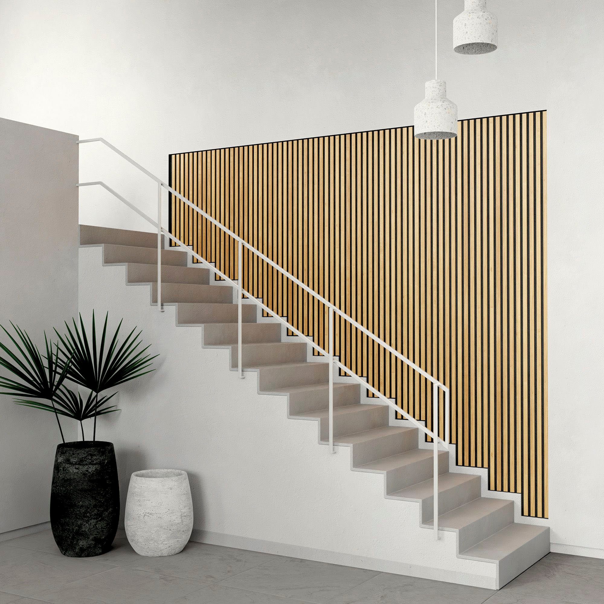 acous Schallschutzpaneel acous COMFORT Eiche, BxL: 30x250 cm, 0,75 qm, 6 Echtholz-Dekoleisten mit schwarzem 4 mm Filz-Akustikträger