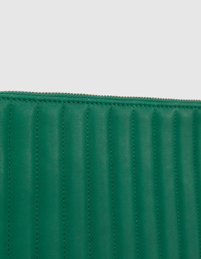 La pochette 111 en cuir vert matelassé Femme