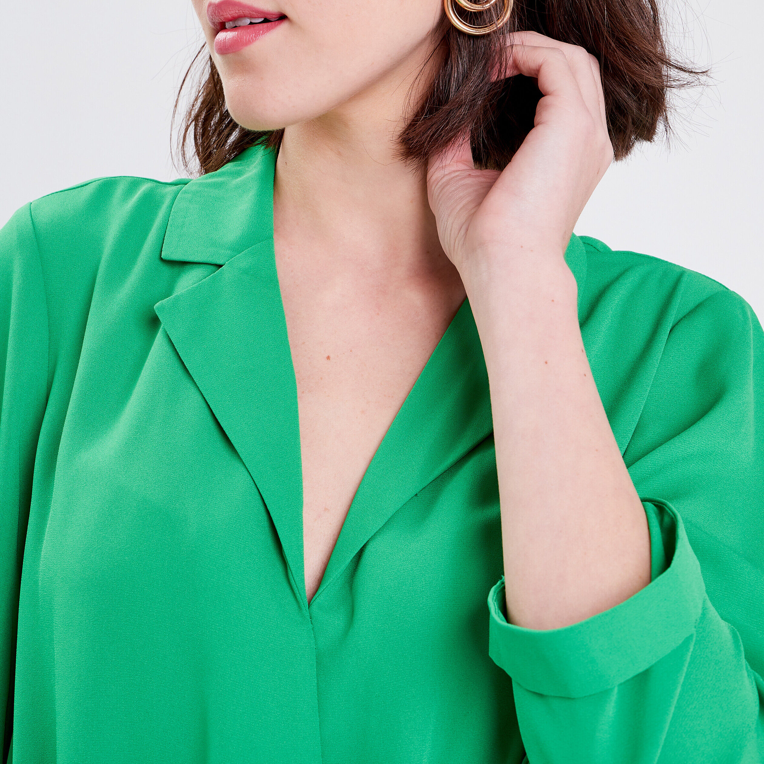 Blouse manches 3/4 vert femme | Cache Cache