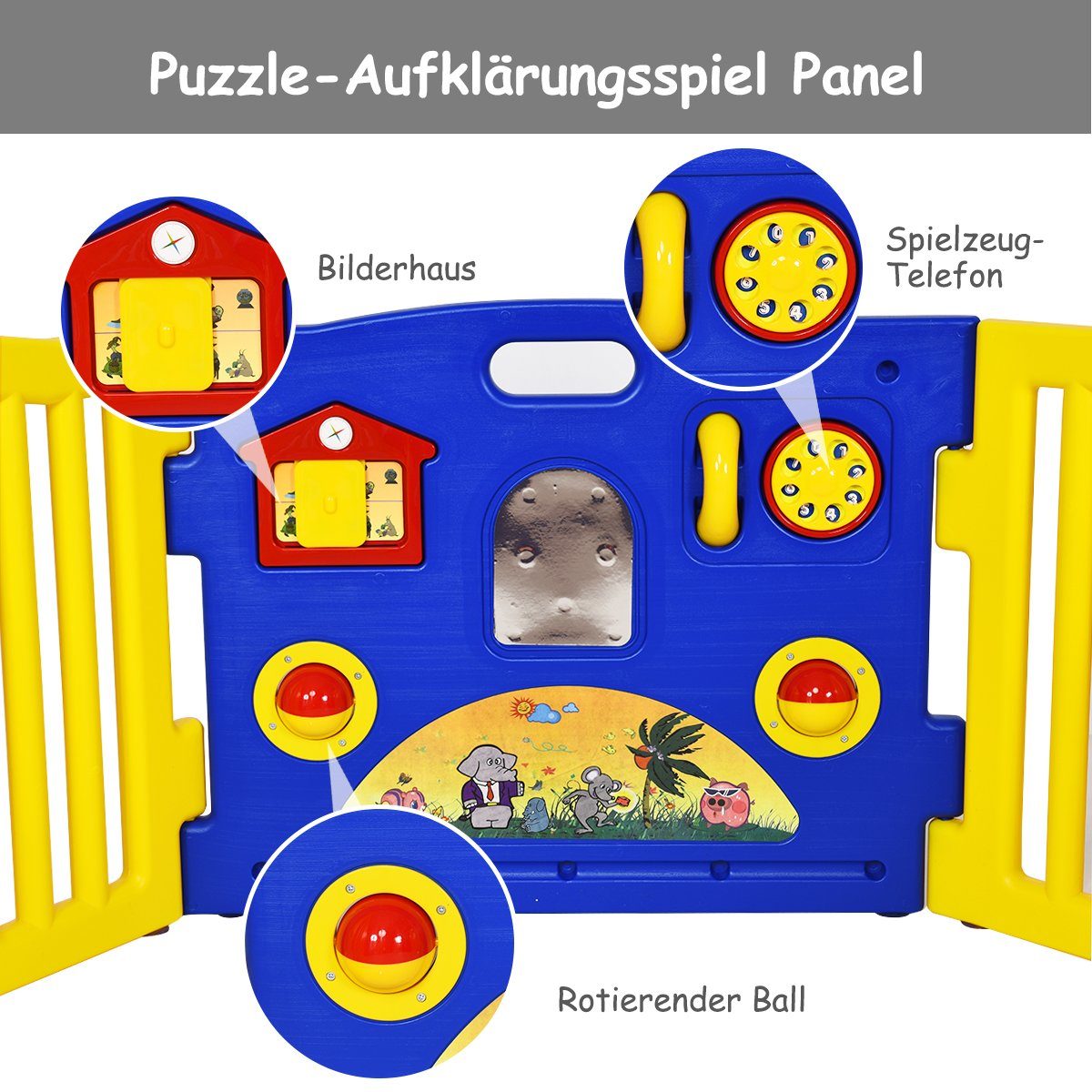 COSTWAY Laufgitter Baby Laufstall, mit Tür & Sicherheitsschloss