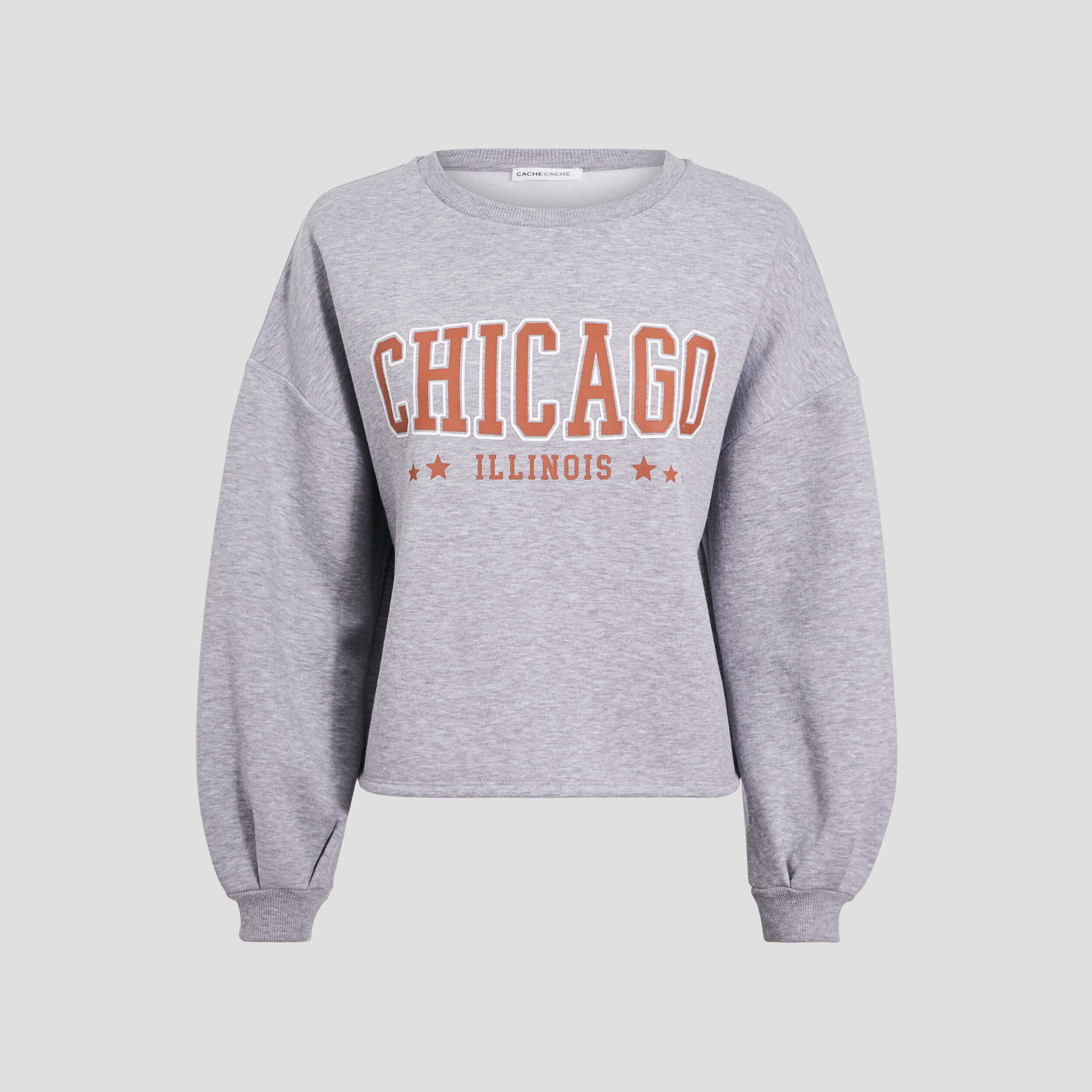 Sweat manches longues gris clair femme | Cache Cache
